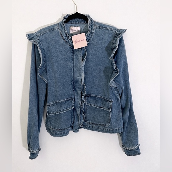 Feminine Ruffled Denim Jacket - Perfect for Spring! - Picture 2 of 3
